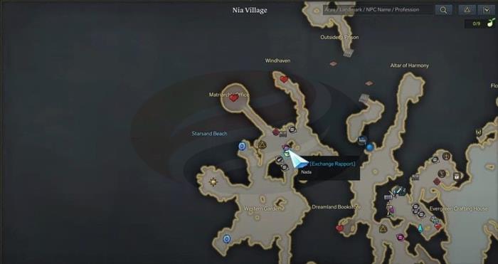 Lost Ark Artist Guide: Exchange Rapport Location in Nia Village.